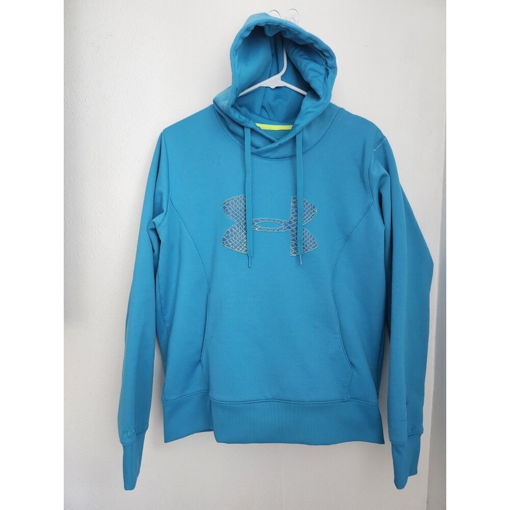 Under Armour Storm Simi Fitted Cold gear Women's Large Warm Blue Hoodie Logo